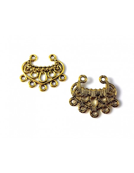 Chandelier metalic auriu antichizat cu 7 anouri 22 x 19 mm