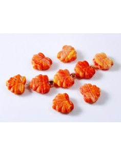 Margele sticla presata Cehia frunze 11 x 13 mm