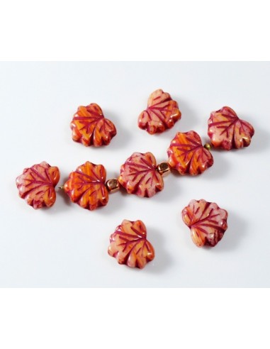 Margele sticla presata Cehia frunze 11 x 13 mm
