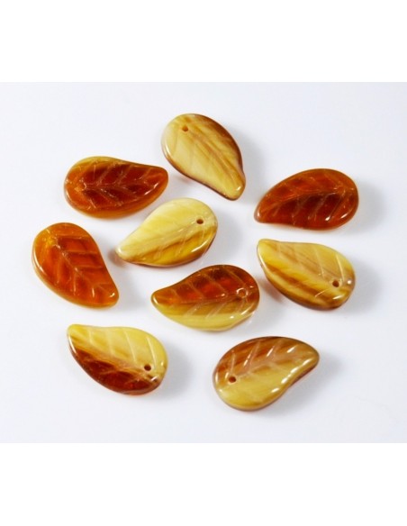 Margele sticla presata Jablonex Cehia frunza 14 x 9 mm