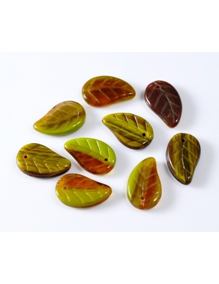 Margele sticla presata Jablonex Cehia frunza 14 x 9 mm