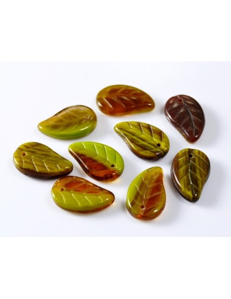 Margele sticla presata Jablonex Cehia frunza 14 x 9 mm
