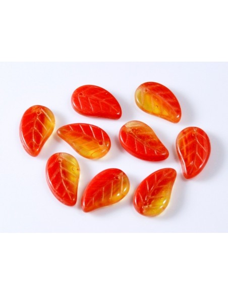 Margele sticla presata Jablonex Cehia frunza 14 x 9 mm