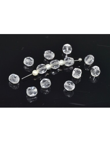 10 Margele sticla Boemia fatetate 5 mm - Clear