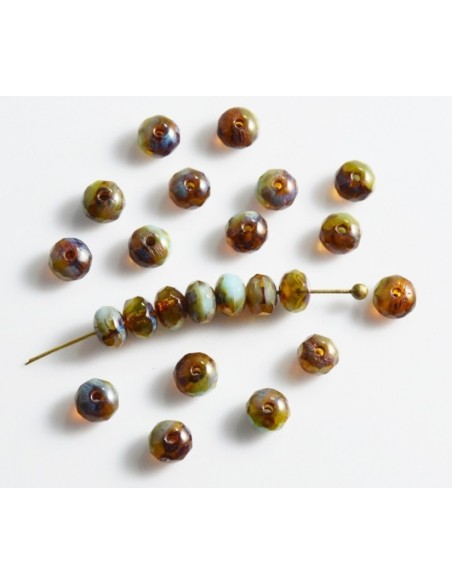 10 Rondele sticlă Fire Polish - Cehia 3 x 5 mm - Combined Lustered