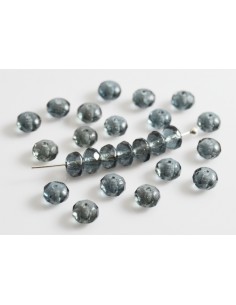 10 Rondele sticlă Fire Polish - Cehia 3 x 5 mm - Blue Montana