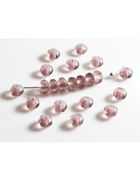 10 Rondele sticlă Fire Polish - Cehia 3 x 5 mm - Amethyst