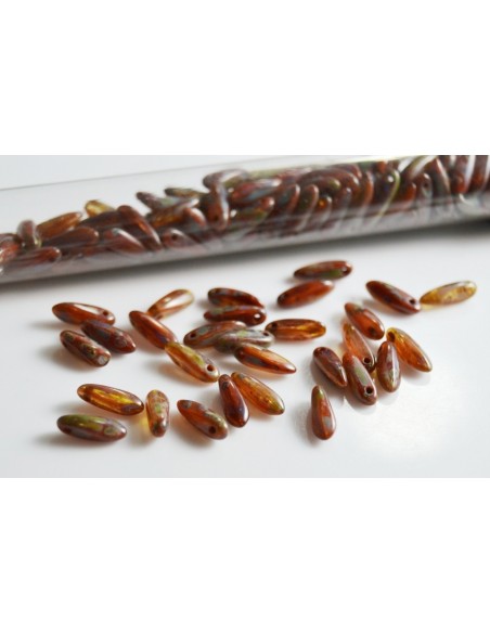 10 Margele sticla presata Cehia "Daggers" 11 x 3 mm - Siam