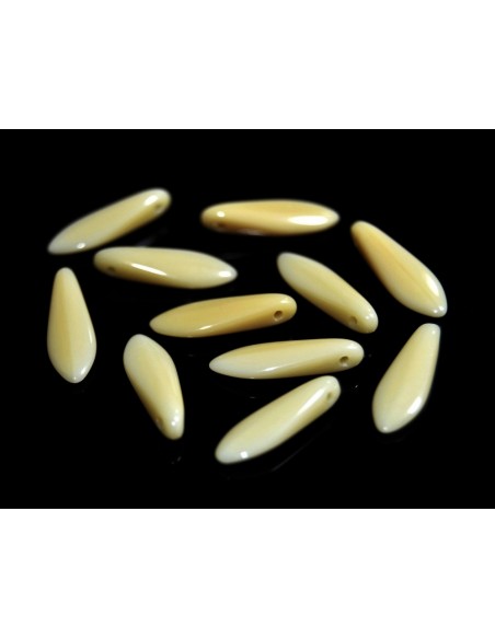 10 Margele sticla presata Cehia "Dagger" 16 x 5 mm - Galben pai