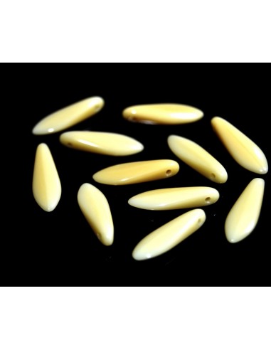 10 Margele sticla presata Cehia "Dagger" 16 x 5 mm - Galben pai