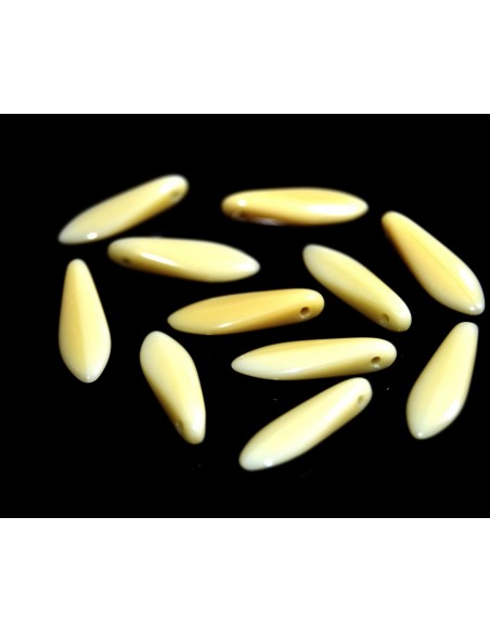 10 Margele sticla presata Cehia "Dagger" 16 x 5 mm - Galben pai