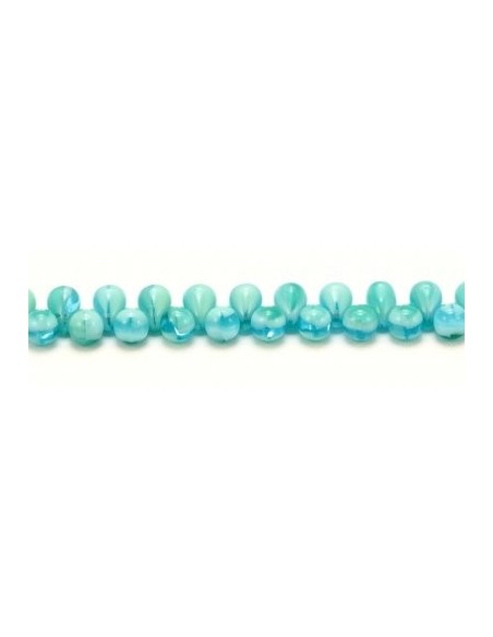 10 Margele sticla Cehia drop (picatura) 4 x 6 mm - Bleu/Albastru