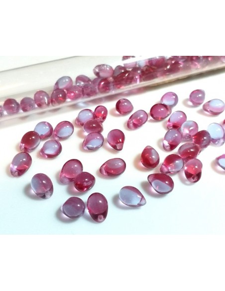 10 Margele sticla Cehia drop (picatura) 9 x 6 mm Pink/Lyla