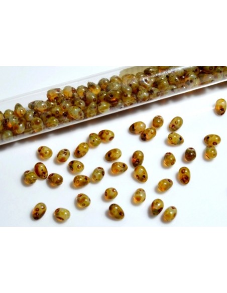 10 Margele sticla Cehia drop (picatura) 4 x 6 mm - Brown Picasso