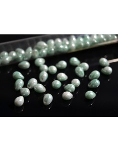 10 Margele sticla Cehia drop (picatura) 5 x 7 mm - Lustered Green