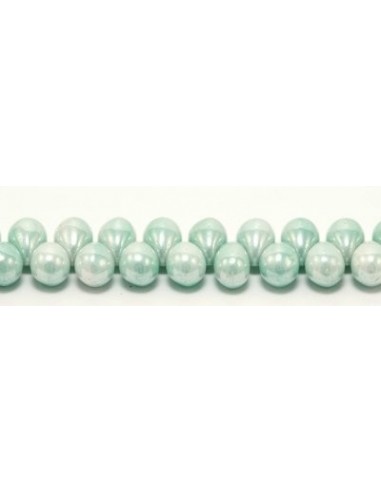 10 Margele sticla Cehia drop (picatura) 5 x 7 mm - Lustered Green