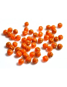 10 Margele sticla presata Cehia, bulb striat 4 x 4 mm - Pumpkin 