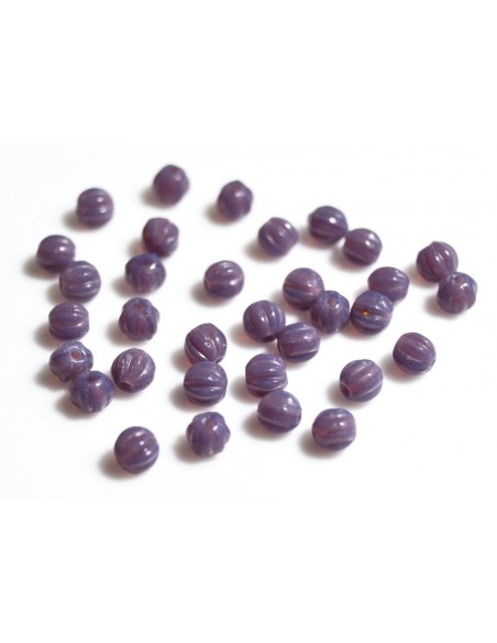 10 Margele sticla presata Cehia, bulb striat 4 x 4 mm