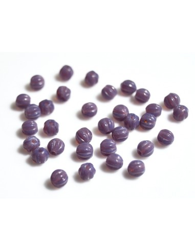 10 Margele sticla presata Cehia, bulb striat 4 x 4 mm