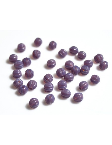 10 Margele sticla presata Cehia, bulb striat 4 x 4 mm