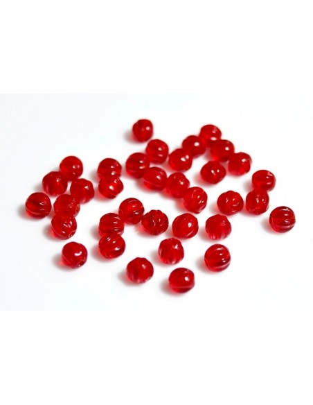 10 Margele sticla presata Cehia, bulb striat 4 x 4 mm