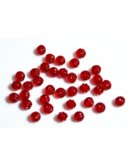 10 Margele sticla presata Cehia, bulb striat 4 x 4 mm