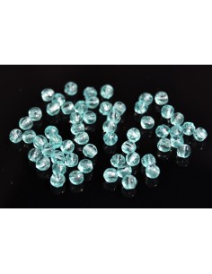 10 Margele sticla presata Cehia, bulb striat 4 x 4 mm - Aquamarine