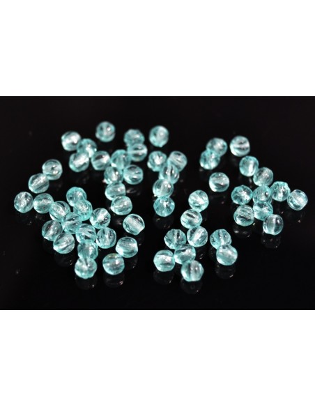 10 Margele sticla presata Cehia, bulb striat 4 x 4 mm - Aquamarine