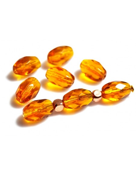 Margele Cehia sticla Fire Polish oval 9 x 6 mm - 