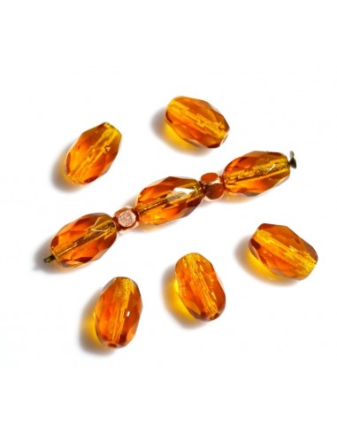 Margele Cehia sticla Fire Polish oval 9 x 6 mm - 