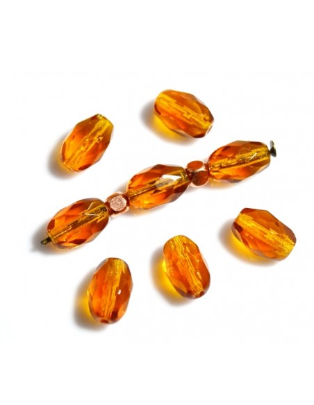 Margele Cehia sticla Fire Polish oval 9 x 6 mm - 