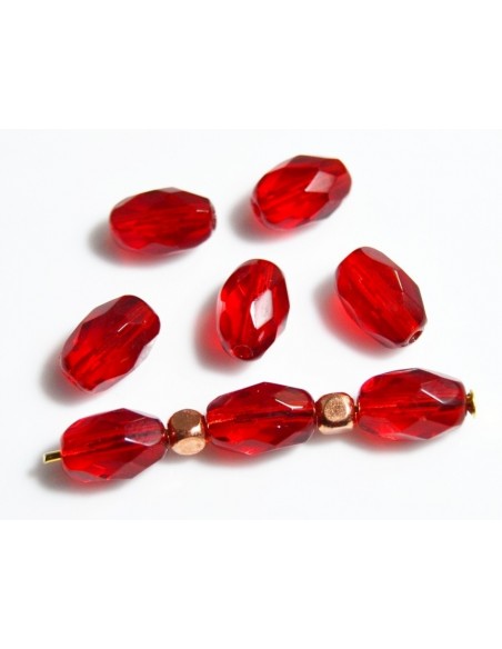 Margele Cehia sticla Fire Polish oval 9 x 6 mm - Siam