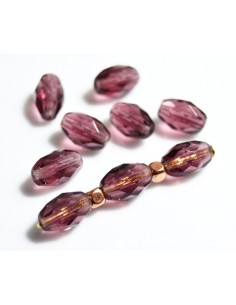 Margele Cehia sticla Fire Polish oval 9 x 6 mm - Amethyst