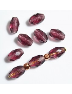 Margele Cehia sticla Fire Polish oval 9 x 6 mm - Amethyst 2