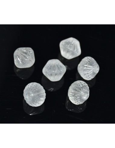 6 Margele sticla presata Cehia bicon striat 10 x 11 mm - Clear