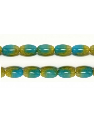Margele de sticla presata Cehia ovale 9 x 7 mm - Blue/Olive