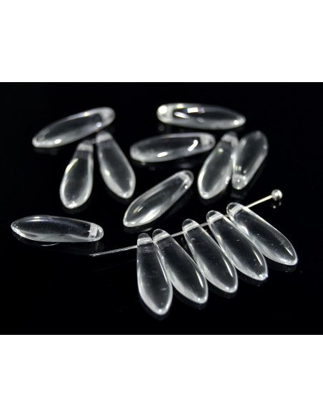 10 Margele sticla Cehia Daggers 16 x 5 mm Clear