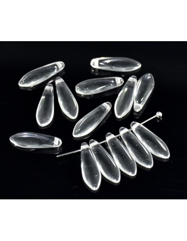 10 Margele sticla Cehia Daggers 16 x 5 mm Clear