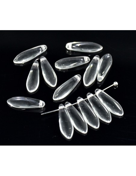 10 Margele sticla Cehia Daggers 16 x 5 mm Clear