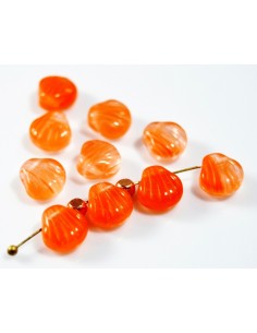 Margele sticla presata Cehia scoica Orange 9 mm