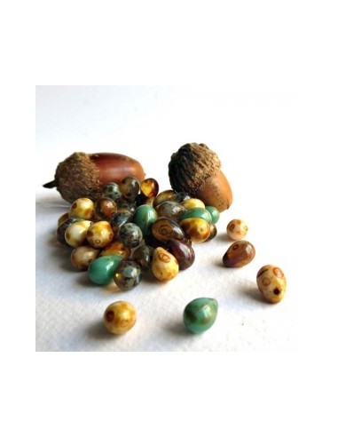 10 Margele sticla Cehia drop (picatura) 4 x 6 mm - Combined Picasso