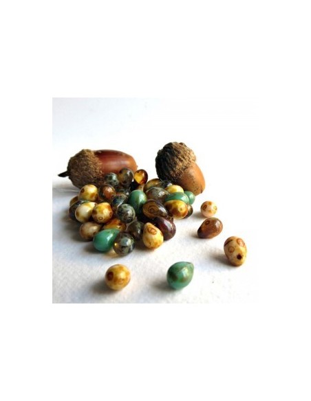 10 Margele sticla Cehia drop (picatura) 4 x 6 mm - Combined Picasso