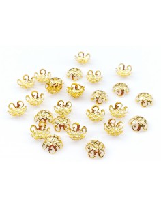 20 Capacele aurii floare filigran 5 petale 8x5mm
