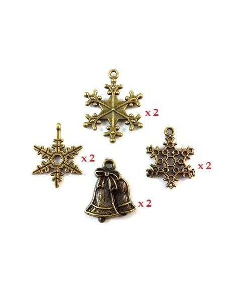 Mix 8 charmuri si pandantive iarna bronz antichizat 23 - 28 mm