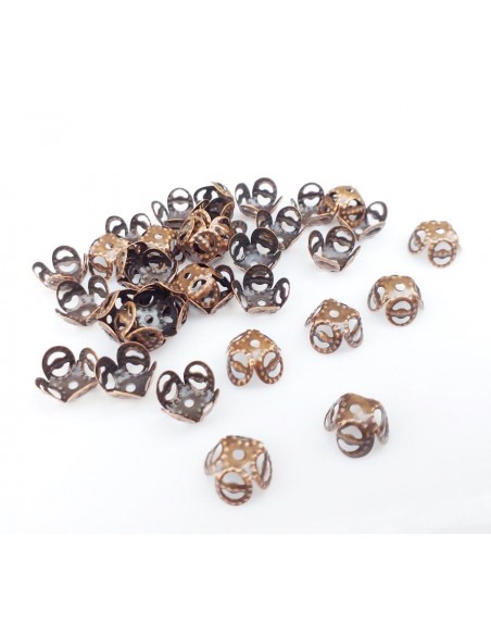 40 Capacele cuprate floare 8x5mm