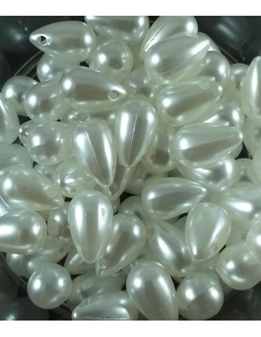 Margele albe sidefate brioleta 13 x 8 mm