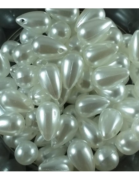 Margele albe sidefate brioleta 13 x 8 mm