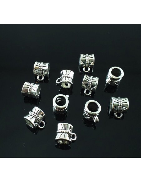 2 Agatatori pandantiv tubulara argintie 9 x 6 mm