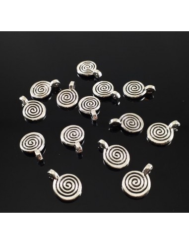 2xCharm argintiu banut spirala 12x8mm