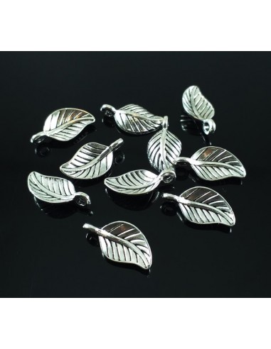 4xCharm argintiu frunza concava 15x8mm